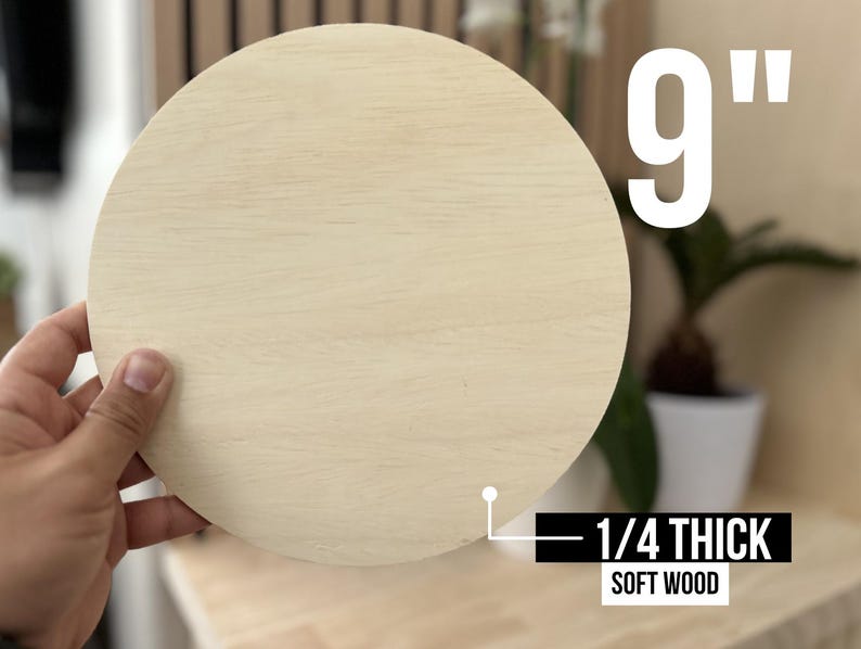 9" Unfinished Wood Circle: 1/4" Soft Wood DIY Blank bild 1