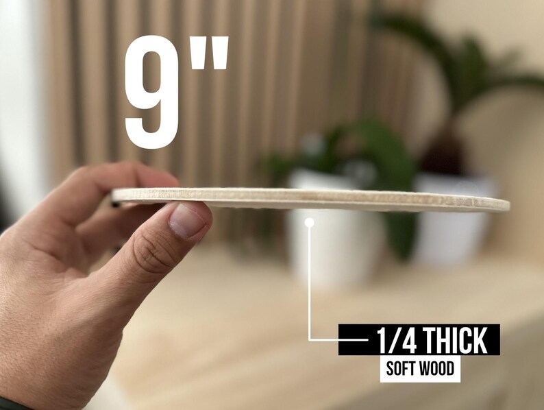 9" Unfinished Wood Circle: 1/4" Soft Wood DIY Blank bild 3