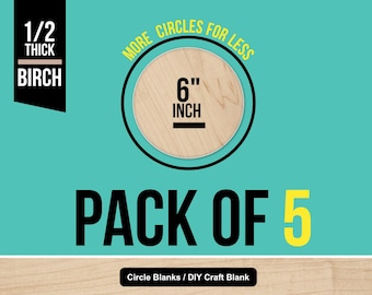Birch Wood Circles 6" - Smooth Sanded Craft Blanks, Pack of 5