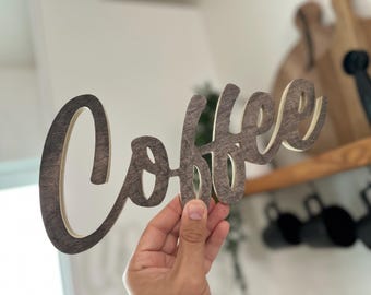 Wood "Coffee" Sign: Rustic Kitchen Decor, 6x11.5 Inch