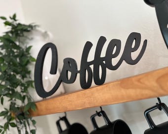 Wood "Coffee" Sign: Birch Plywood, Coffee Bar Decor (6x11.5 in
