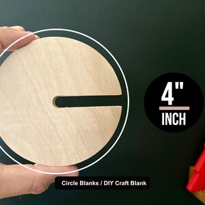 Unfinished 4" Circle Wood With 3/8 Slot In The Center / Blank Wood / 1/2 Thick / Circle Blanks / Diy Supplies / Wood Round / 4" Circle Wood