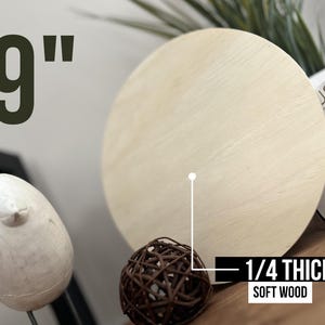 9" Unfinished Wood Circle: 1/4" Soft Wood DIY Blank bild 2