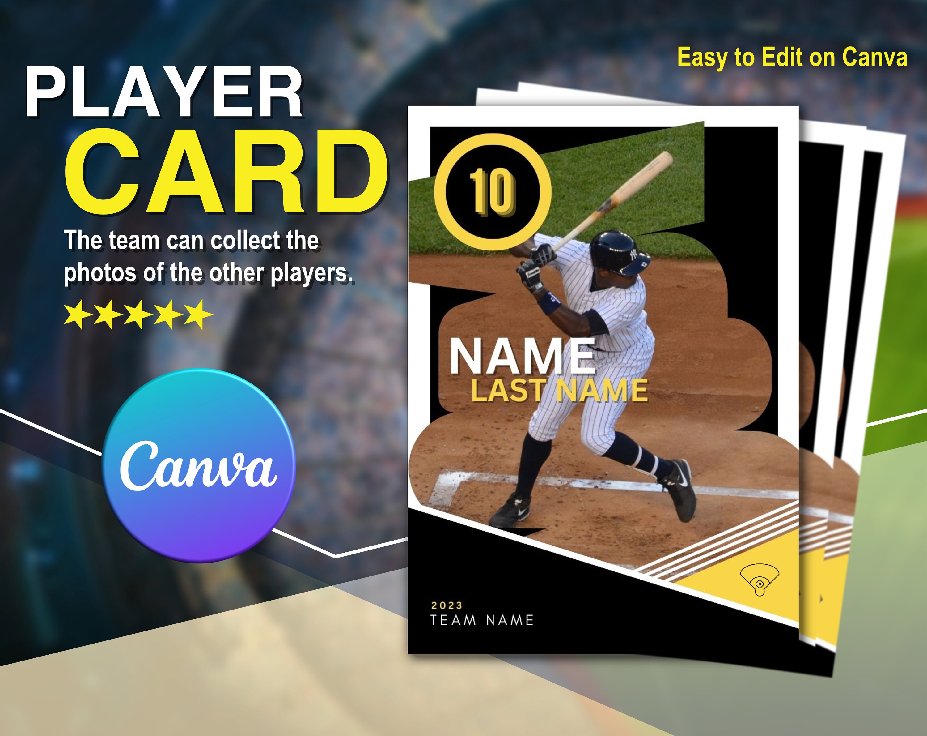 Canva Baseball Card Template / Player Card / Baseball / Baseball Canva Baseball Card Template / Player Card / Baseball / Baseball