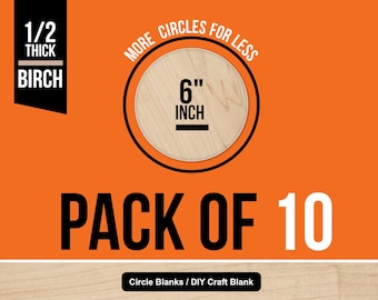 Birch Wood Circles 6" - Smooth Sanded Craft Blanks, Pack of 10