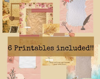 Journal & Scrapbook kit | Blank notes | Vintage Style Printables | Art Prints | Adjustable printing size | Journaling Kit | Bundle of art