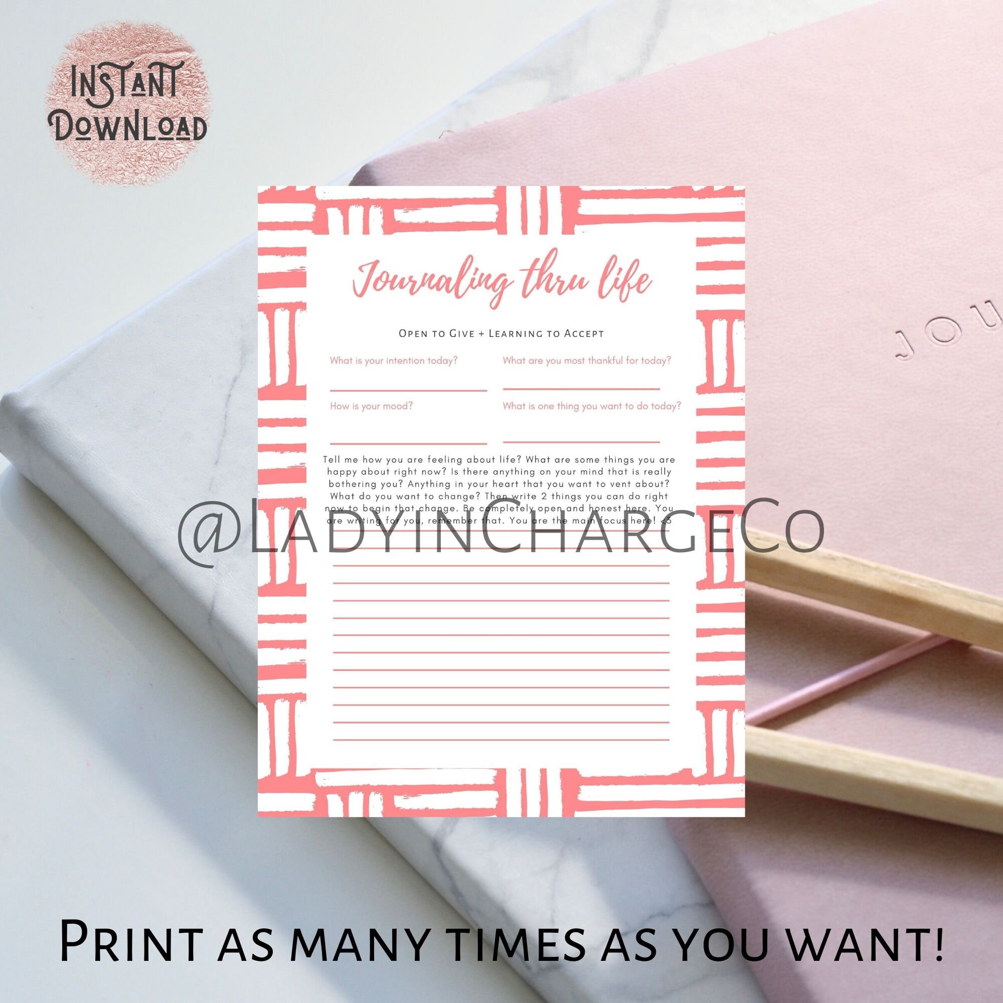 Journal pages print-outs INSTANT download PDF files easy | Etsy