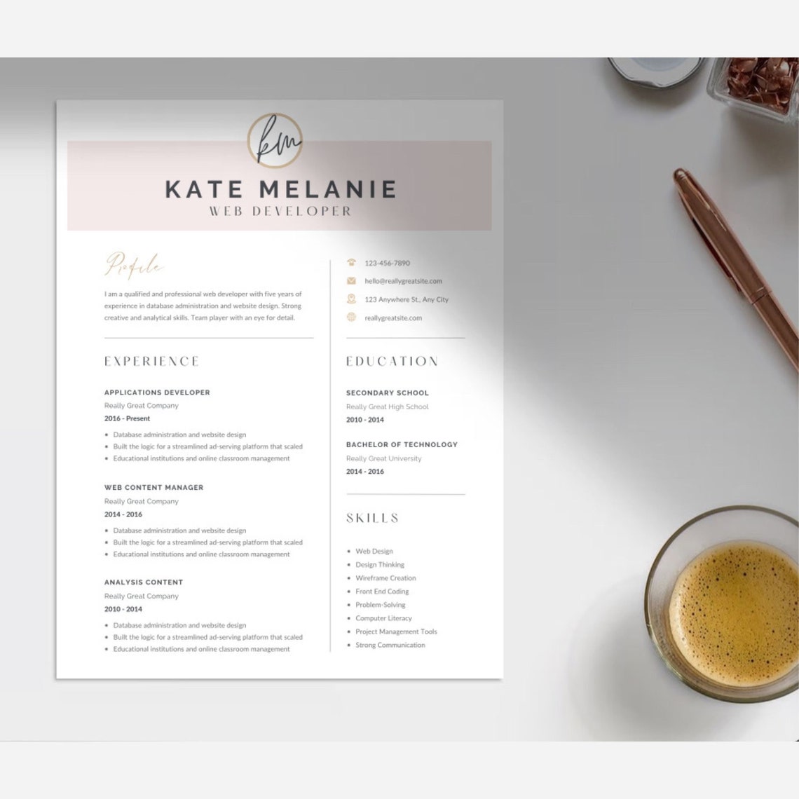 Resume Template Elegant and Pretty Editable Template - Etsy