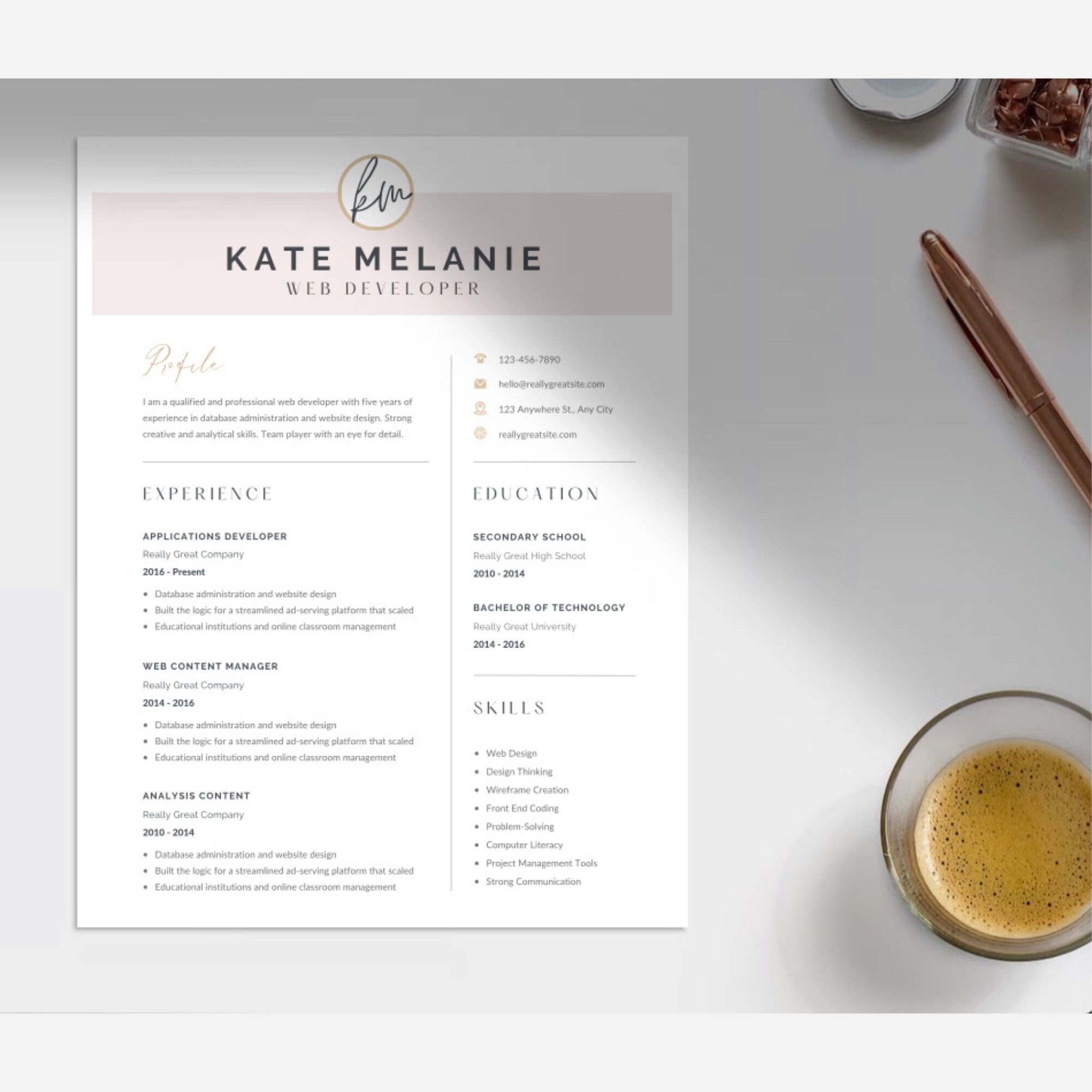 Resume Template Elegant and Pretty Editable Template - Etsy