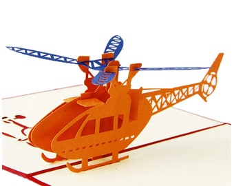 Handmade Grey Helicopter Pop Up Card