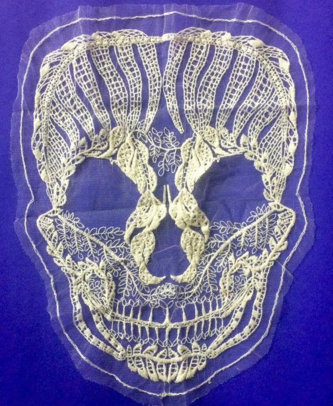 Off White Lace Skull Applique / Lace Skull / Fashion Projects Etsy