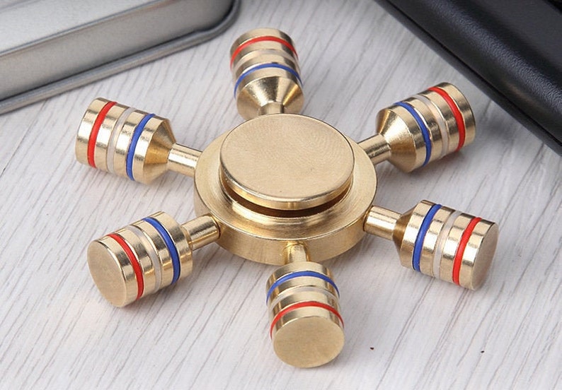 Gold Six Winged Fidget Spinner / Gold Metal Fidget Spinner / Etsy