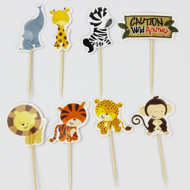 8 Zoo Animales Cupcake Toppers 12 cuenta Toppers Animales Etsy