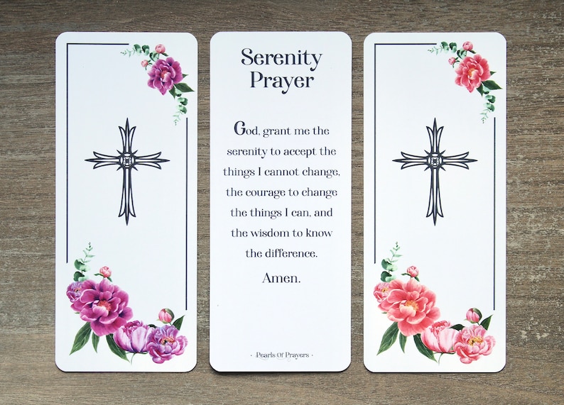 serenity prayer card bookmark prayer cards bookmarks etsy