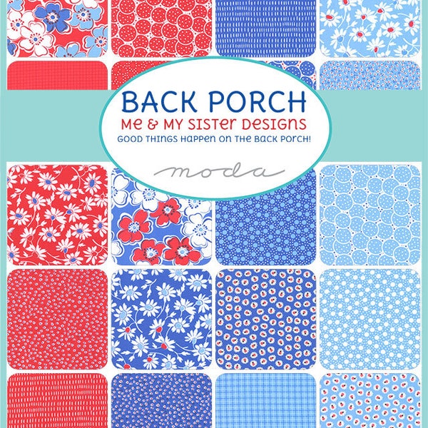 Back Porch Mini Daisies and Stripes w/Bella Solids Waterfall