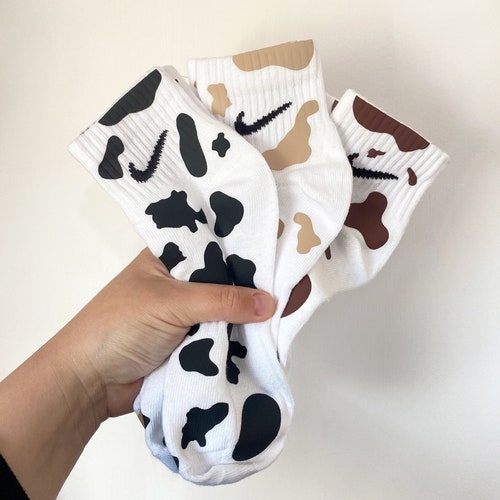 Re-worked Nike socks -  Cow Printed
