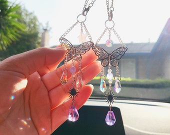 Mystic Violet Butterfly  Car Rear View Mirror Accessories , Car Hanger, Car Charm,Sun Catcher,Room Decor