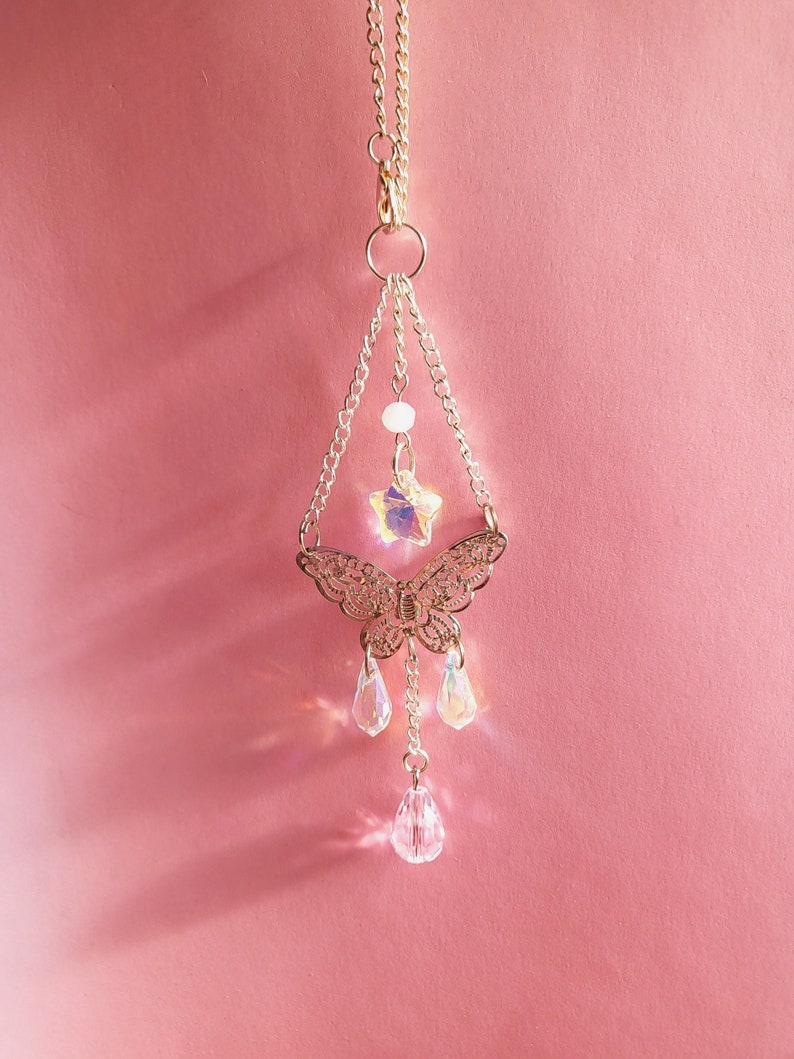 Crystal Teardrop Butterfly Car Rear View Mirror Accessories Etsy