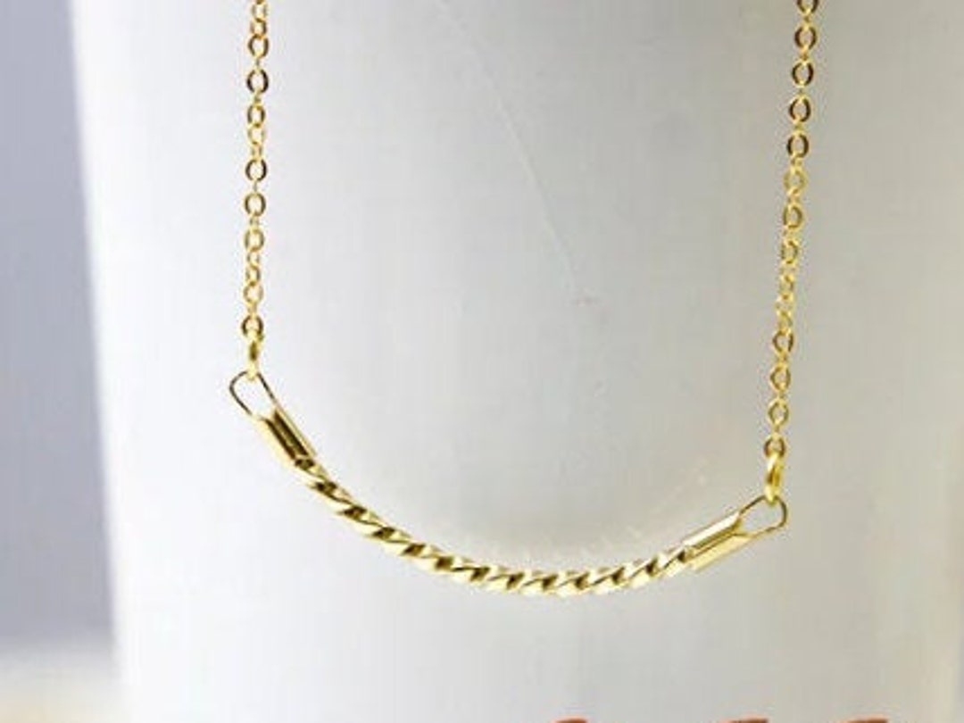 Gold Bar Necklace / Twisted Gold Bar Jewelry / Dainty Gold Bar Etsy