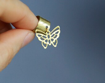 Dainty Butterfly Ear Cuff / Butterfly Ear Cuff / Vintage Raw Brass Jewelry / Bridesmaids Gifts / Wedding Jewelry / Nerdy Birthday Gifts