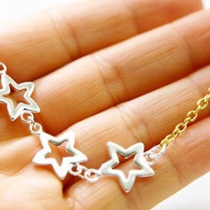 Stars Necklace / Dainty Stars Jewelry / Mixed Metal Jewelry / Bridesmaids Gift / Wedding Jewelry / Birthday Gift Ideas / Gifts For Her /OOAK