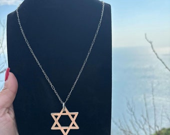 925 silver hip hop mesh necklace with Star of David pendant.