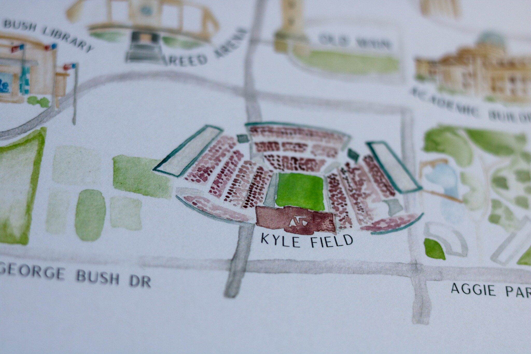 College Station Illustrated Map 8x10 Art Print Texas A&amp;M - Etsy