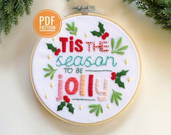 PDF PATTERN | Tis the Season, Beginner Embroidery Pattern, Christmas Embroidery, Easy Embroidery, Christmas Decor, Needlecraft Pattern