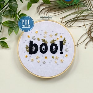 PDF MUSTER | Boo! Halloween, Halloween-Stickerei, Halloween-Stickerei, Candy Corn, Anfänger-Stickmuster, Easy Embroidery PDF