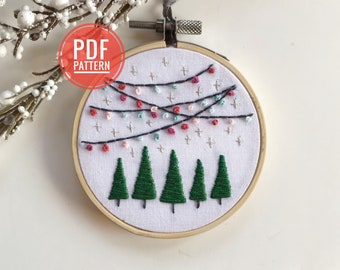 PDF PATTERN | Bright Lights Ornament, Christmas Embroidery Pattern, Beginner Embroidery, Embroidery Ornament, DIY Gift, Easy Embroidery