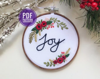 PDF PATTERN | Christmas Joy, Beginner Embroidery Pattern, Christmas Embroidery Hoop, Christmas Decor, Easy Embroidery, Needlecraft Pattern