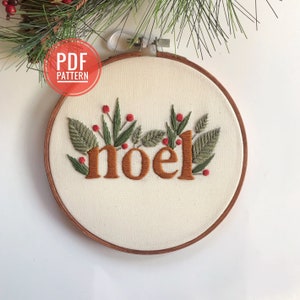 PDF PATTERN | Retro Noel Embroidery, Retro Christmas, Beginner Embroidery, Easy Embroidery, Christmas Embroidery Pattern, 70's Inspired