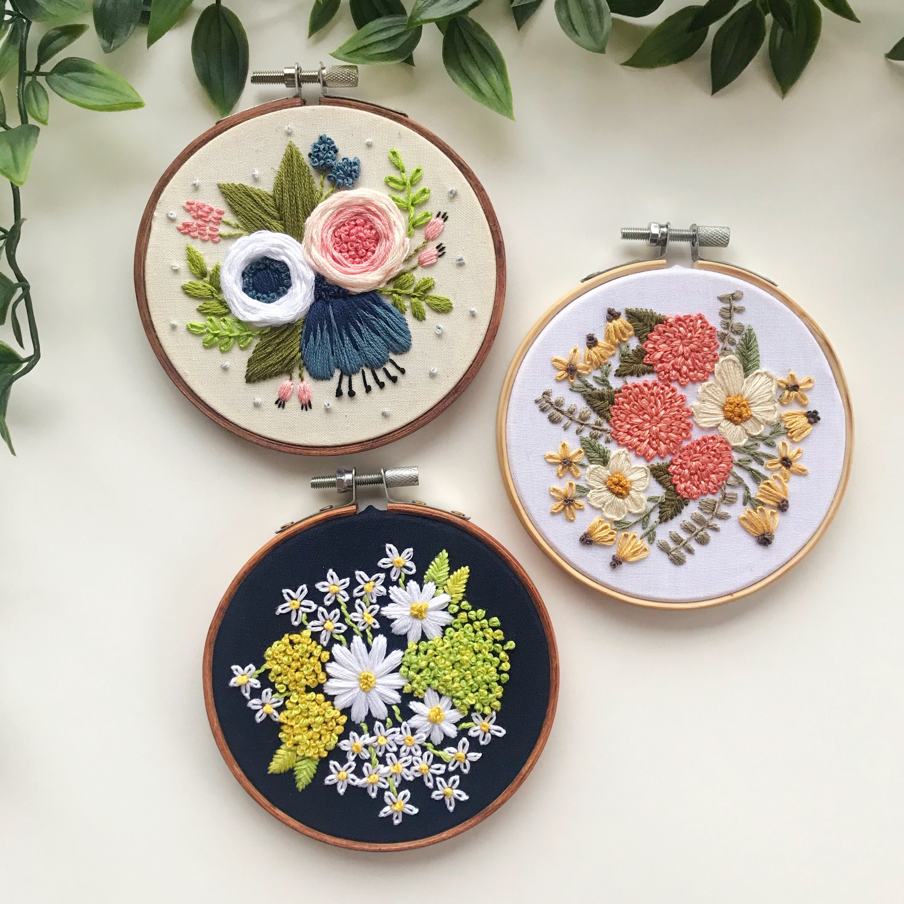 専用ページ☆刺繍のおまとめ PDF パターン バンドル | フローラル ボーブル コレクション トリオ 1