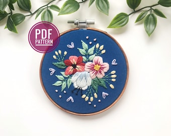 PDF PATTERN | Floral Baubles 4 - Jewel Toned Garden, Beginner Embroidery, Needlecraft Pattern, Embroidery Designs,Floral Embroidery,DIY Gift