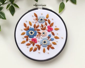 HOME DECOR | Bold Folk Floral Embroidery Hoop, Wall Art, Modern Hand Embroidery, Floral Embroidery, Handmade Art, Boho Decor, Bold Florals