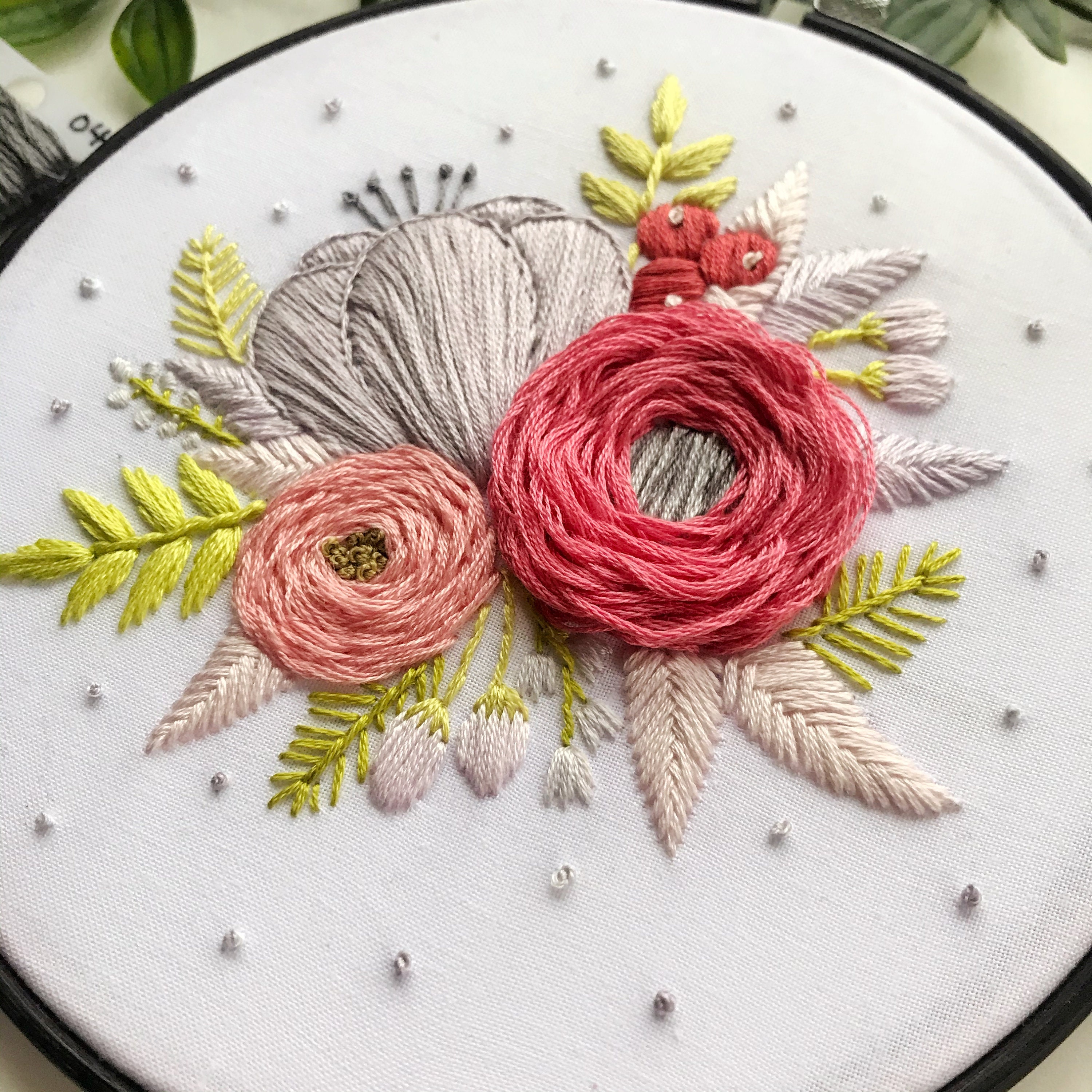 PDF PATTERN | Pink & Purple Floral, Floral Embroidery Pattern ...