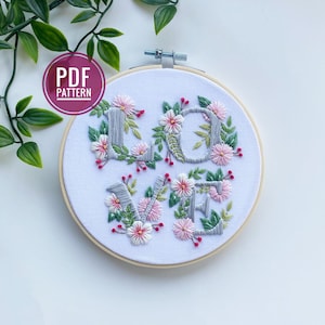 PDF PATTERN | Love Floral Letters, Beginner Embroidery Pattern, Love Embroidery, Easy Embroidery,Needlepoint, Valentines Craft, Galentines