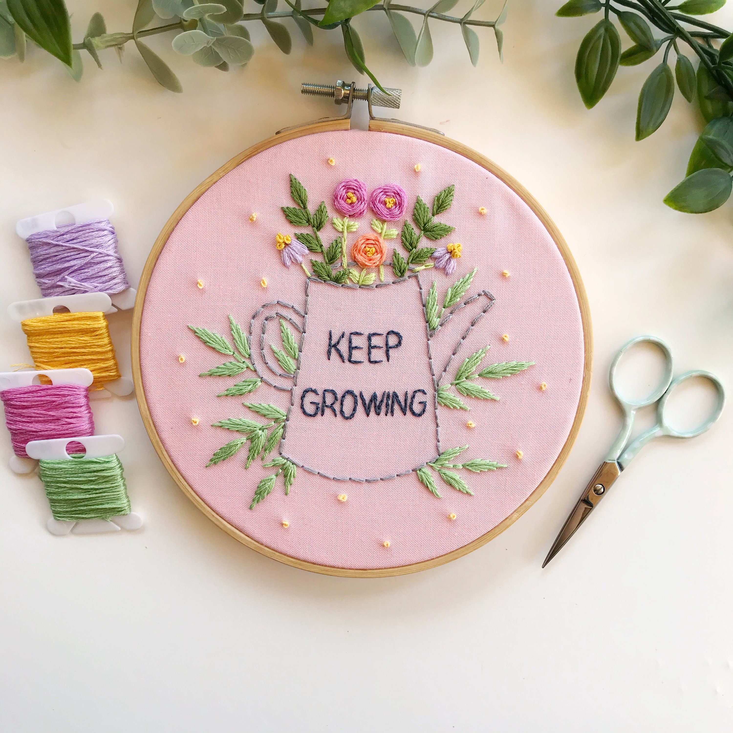 Never Grow Up Floral Embroidery Hoop – KimArt Designs