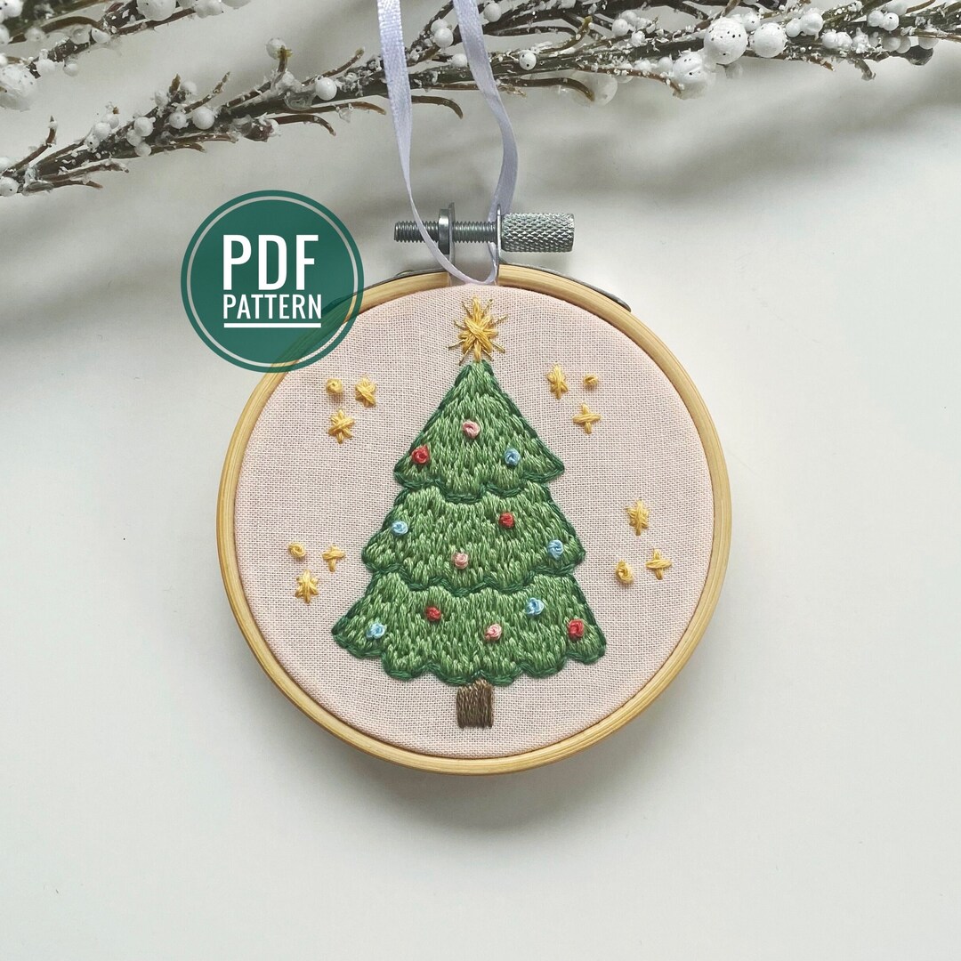 PDF PATTERN Bauble Tree Ornament, Christmas Embroidery Pattern