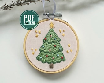 PDF PATTERN | Bauble Tree Ornament, Christmas Embroidery Pattern, Beginner Embroidery, Embroidery Ornament, DIY Gift, Easy Embroidery