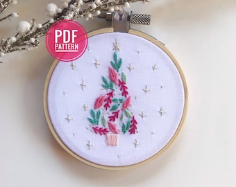 MODÈLE PDF | Ornement d'arbre de bonbons, motif de broderie de Noël, broderie débutante, ornement de broderie, ornement de bricolage, broderie facile