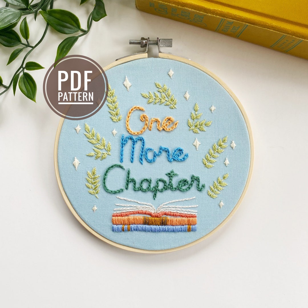PDF PATTERN | One More Chapter, Beginner Embroidery Pattern, Bookworm ...