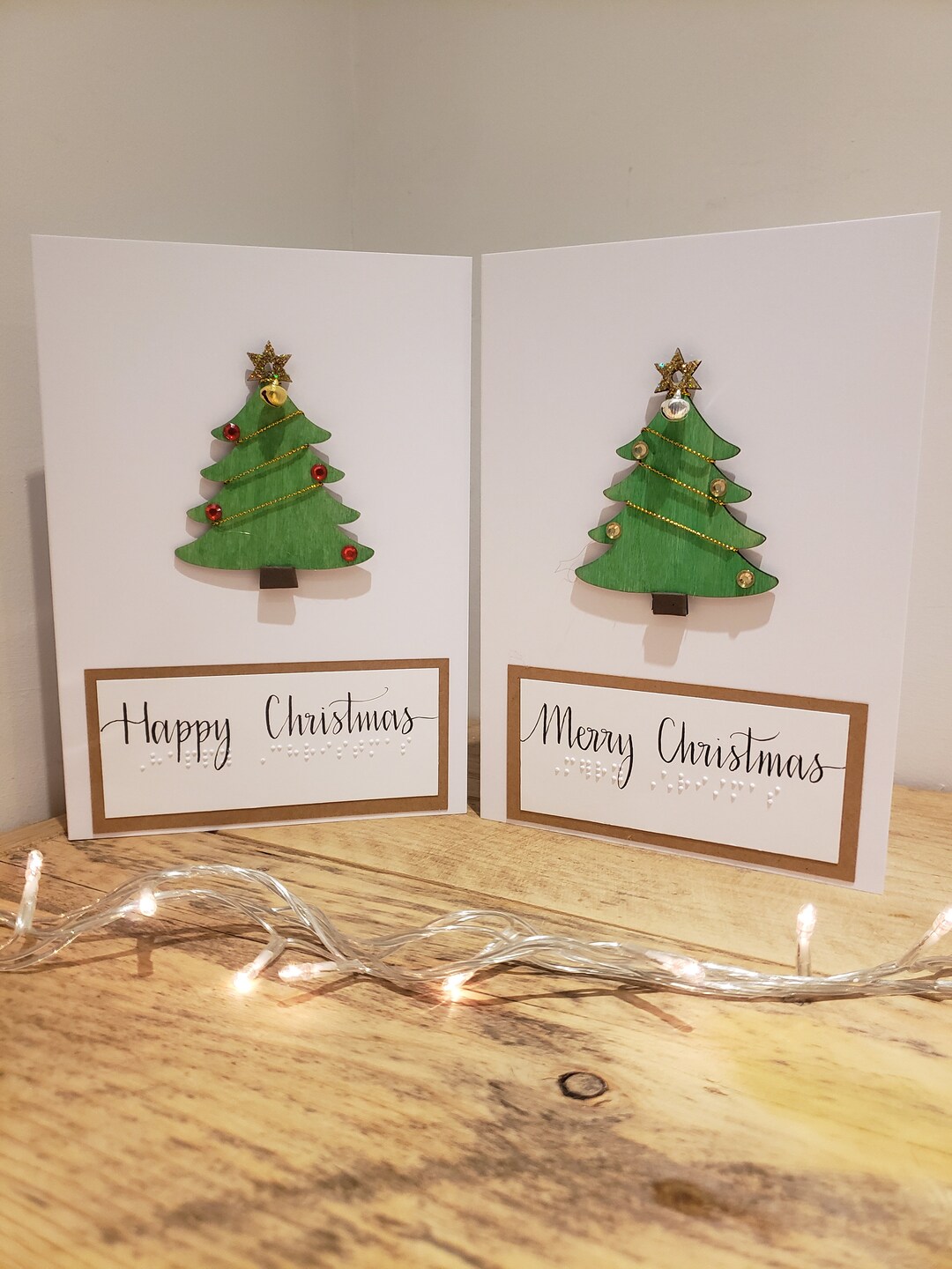 Tactile Scented and Sensory Braille Christmas Card Wooden Tree With