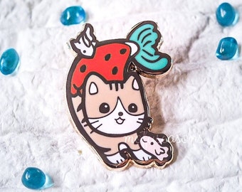 Kitty the Purrmaid (Watermelon Summer) Hard Enamel Pin | Original Designs by mofuseasons | Watermelon, Seasonal | Holiday, Birthday Gift