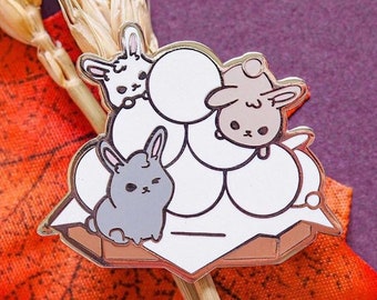 Tsukimi Dango Bunnies Hard Enamel Pin (Friends of Japan Autumn)|Original Designs by mofuseasons |Fall Season,Moon Festival,Inspired by Japan