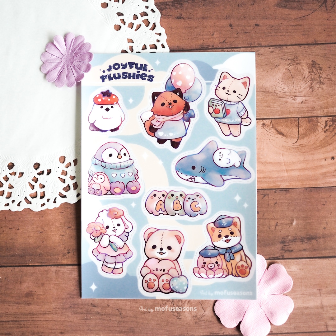 Sticker Plush Joyful Plushies Vinyl Sticker Sheet - Etsy