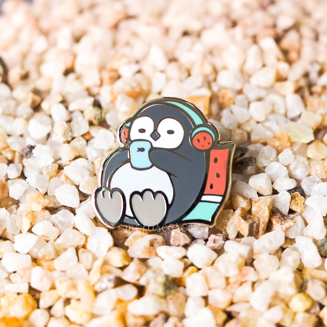 Chill with Penguin (Watermelon Summer) Hard Enamel Pin | Original Designs by mofuseasons | Phone Swiping, Beach Day | Birthday, Funny Gift