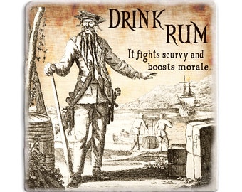 Flag Black PIRATE SKULL /& CROSSBONES DRINKS COASTER MAT CORK SQUARE SET X4