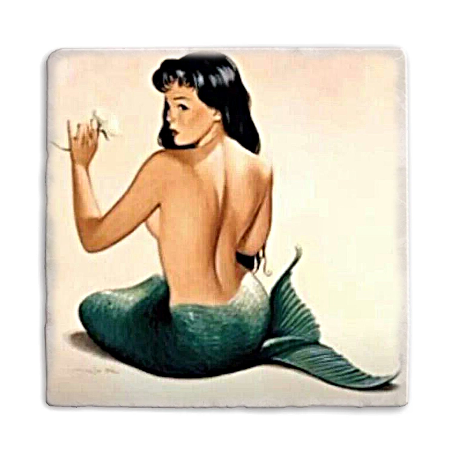 Mermaid Pinup Coasters /mermaid Gift / Marble Coasters/ Marble - Etsy Israel