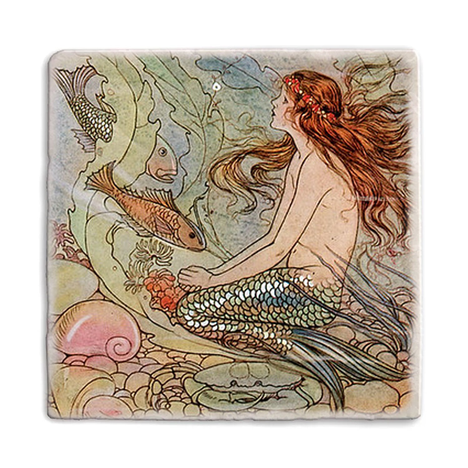 Mermaid 5 Coasters /mermaid Gift / Marble Coasters/ Marble Etsy